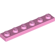 Lego destička 1x6, světle růžová (6058222)